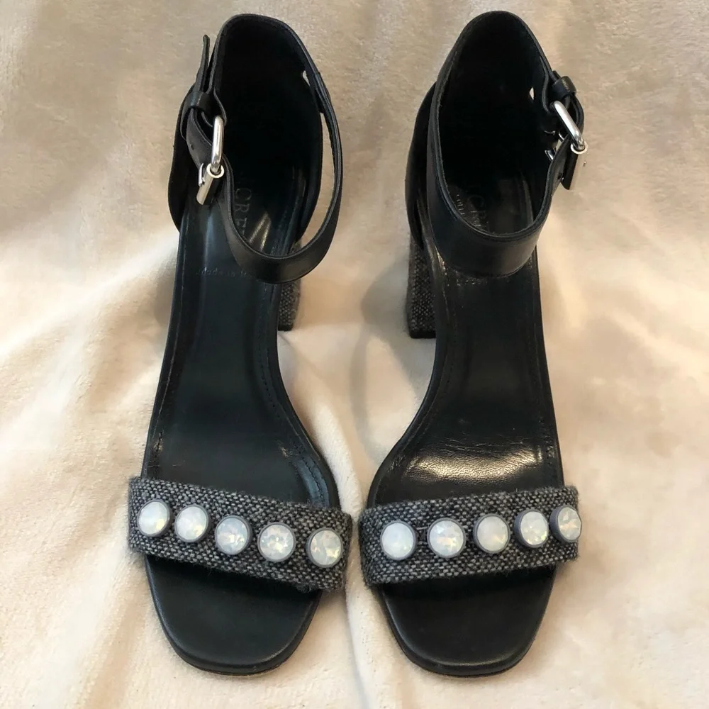 J. Crew Collection Jeweled Tweed Block Heels